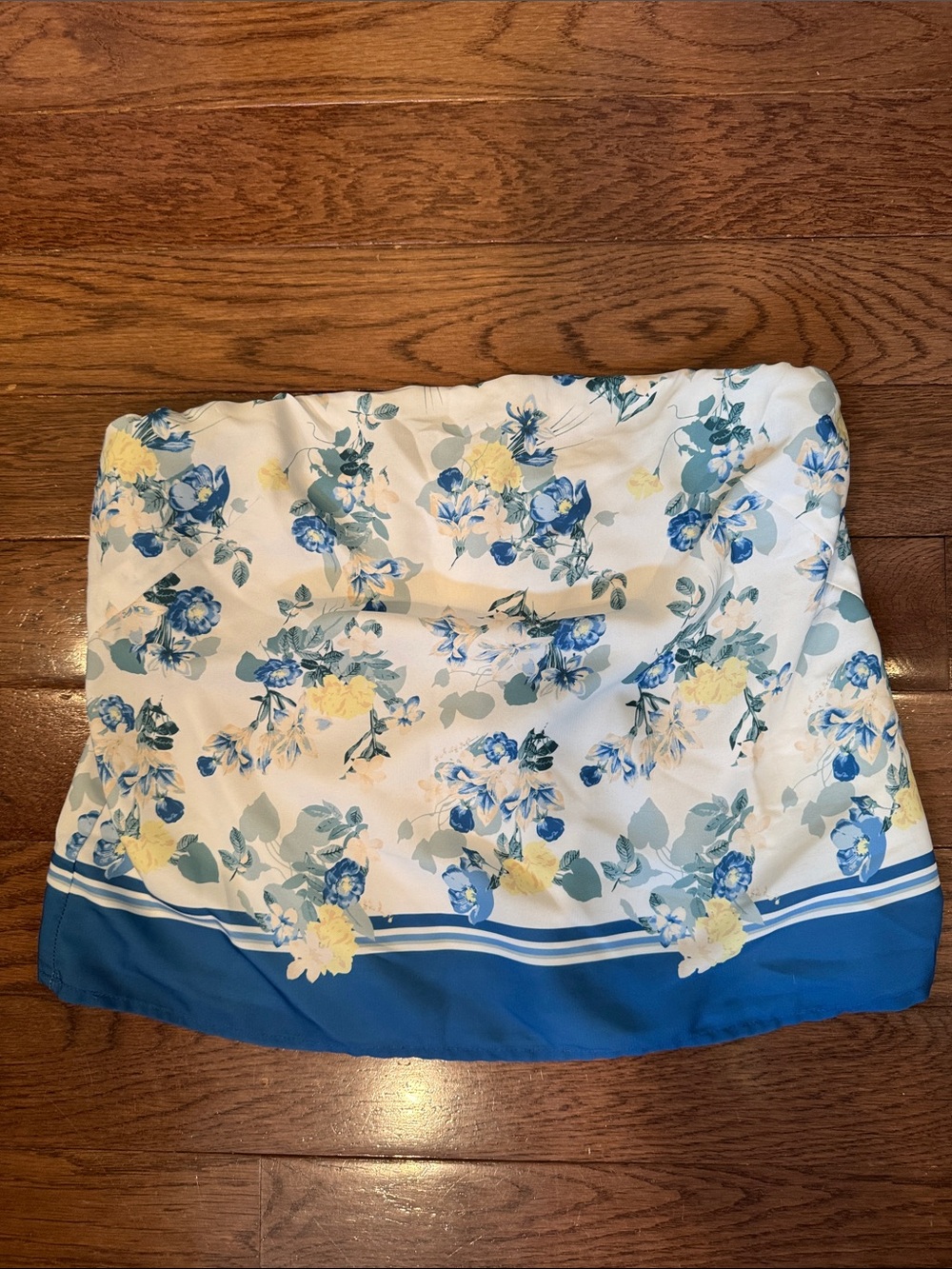 Abercrombie & Fitch floral flowy strapless top - white blue & yellow S